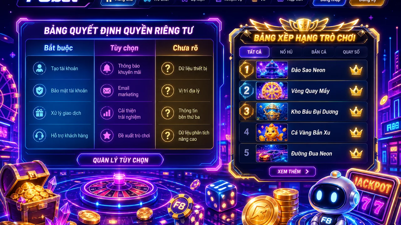 Đọc bảng xếp hạng trò chơi và xử lý thông báo quyền riêng tư trên F8bet
